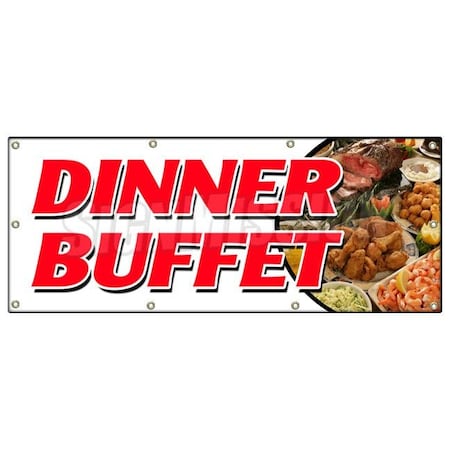 Signmission DINNER BUFFET BANNER SIGN ayce all eat chicken beef ribs desserts food B-96 Dinner Buffet